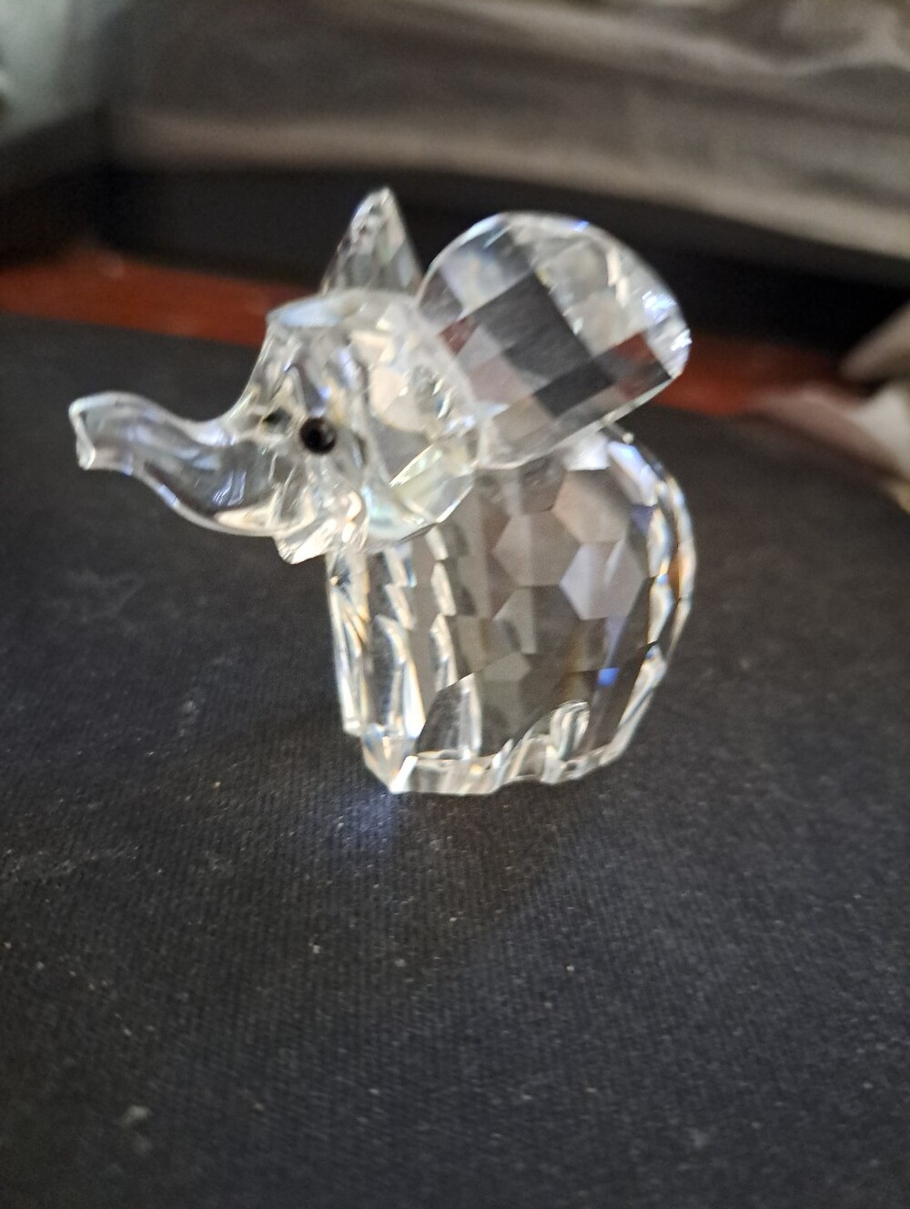 Vintage Swarovski Crystal Baby Elephant Block Style Crystal Tail Excellent